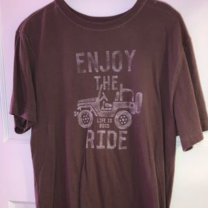 “LIFE IS GOOD” Shirt Brown, Size Medium